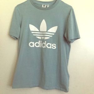 Adidas baby blue short sleeve shirt